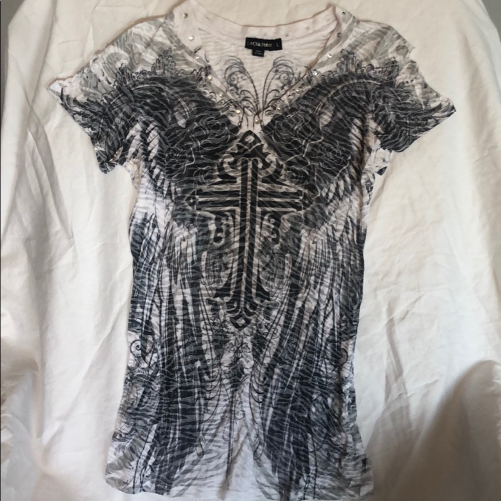 V neck affliction style shirt
